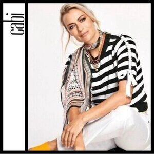 CABI Runway Pullover Sweater Black/White Sz S #5832 NWOT